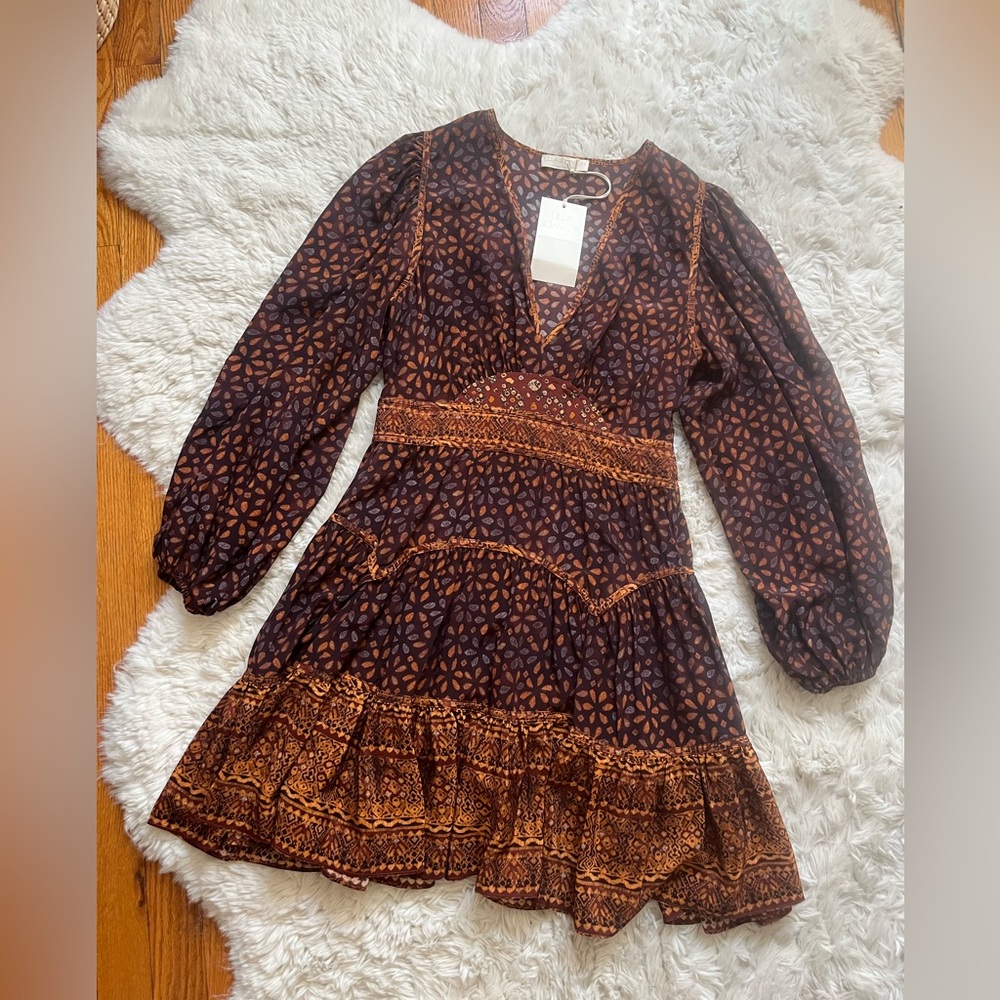 Ulla Johnson Brown and Orange Patterned Dress